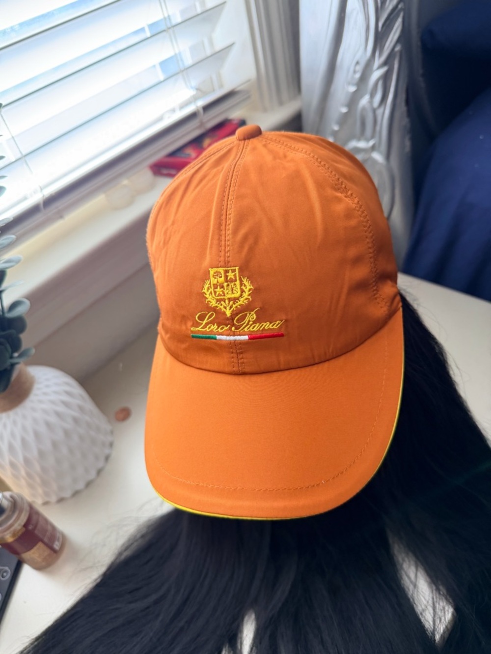 Loro Piana Rust Brown baseball cap with Plaid Lining